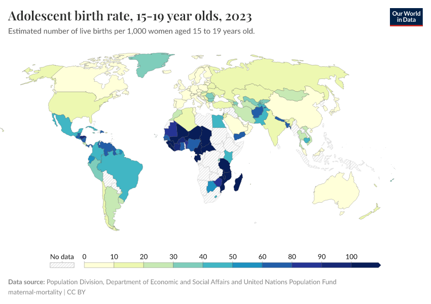 A thumbnail of the "Adolescent birth rate, 15-19 year olds" chart