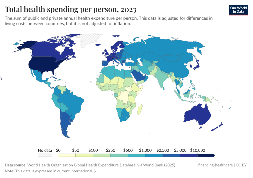 A thumbnail of the "Total health spending per person" chart