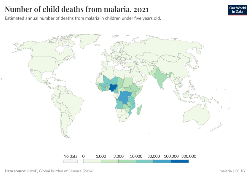 A thumbnail of the "Number of child deaths from malaria" chart