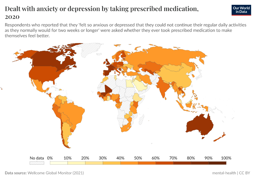 A thumbnail of the "Dealt with anxiety or depression by taking prescribed medication" chart