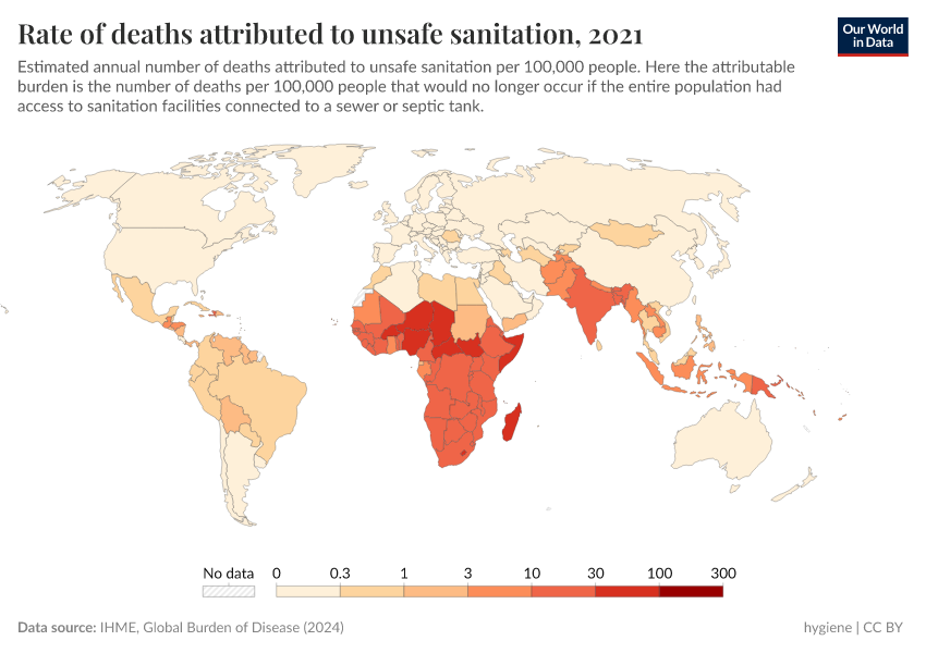 A thumbnail of the "Rate of deaths attributed to unsafe sanitation" chart