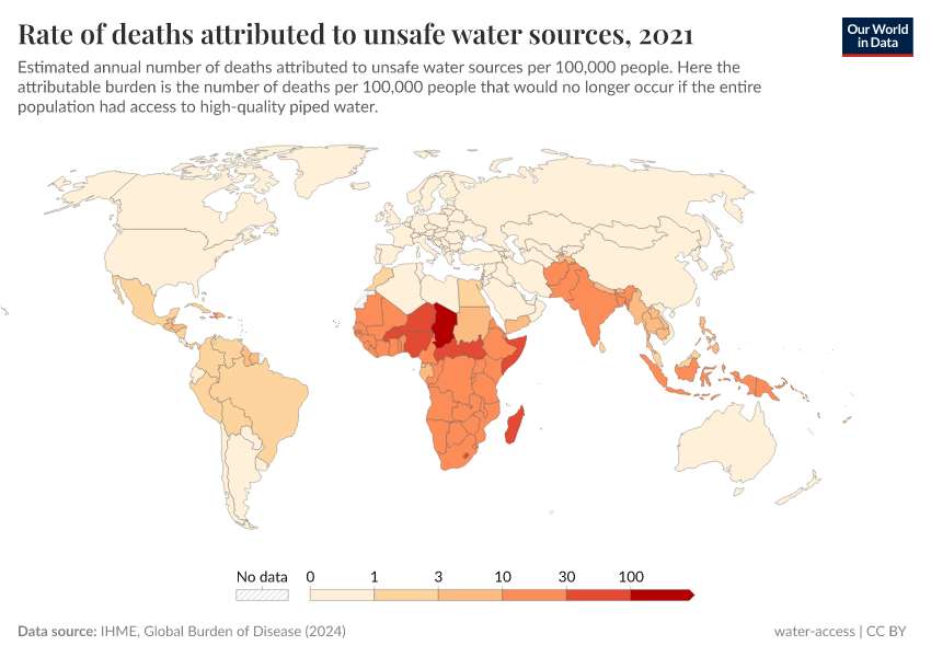 A thumbnail of the "Rate of deaths attributed to unsafe water sources" chart