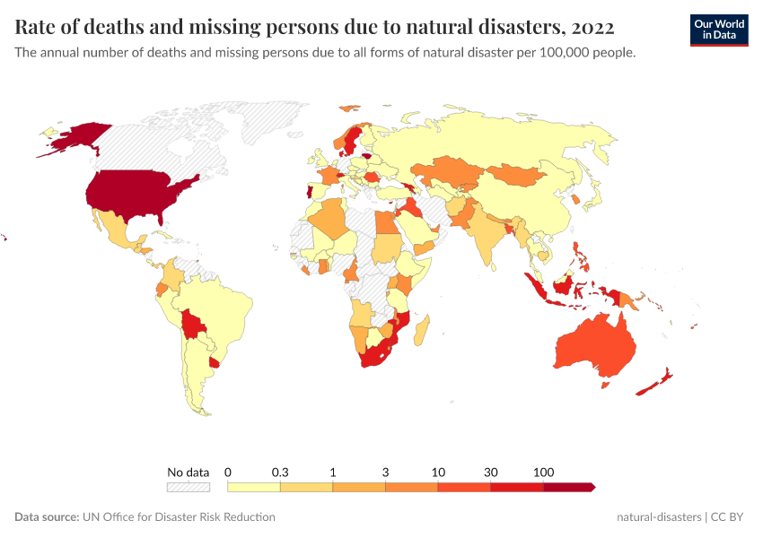 A thumbnail of the "Rate of deaths and missing persons due to natural disasters" chart