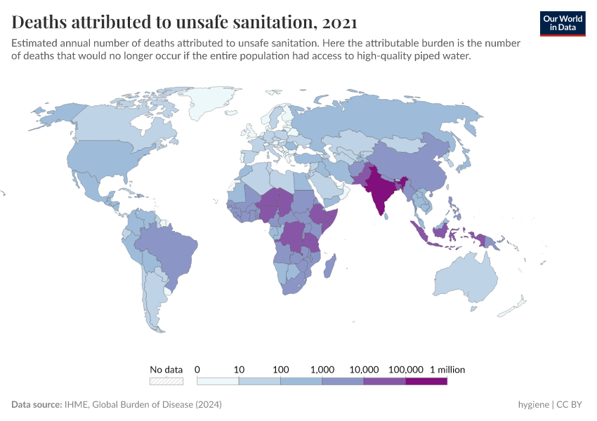 A thumbnail of the "Deaths attributed to unsafe sanitation" chart
