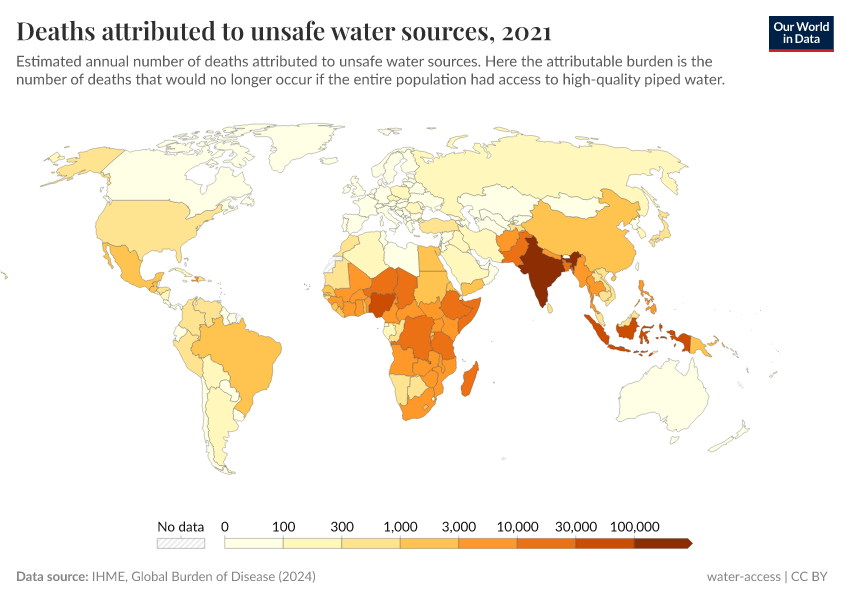 A thumbnail of the "Deaths attributed to unsafe water sources" chart