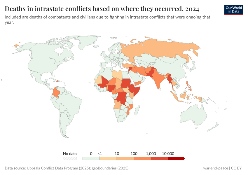 A thumbnail of the "Deaths in intrastate conflicts based on where they occurred" chart