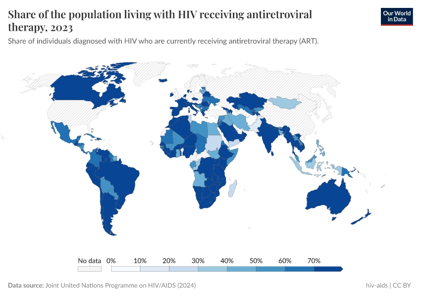 A thumbnail of the "Share of the population living with HIV receiving antiretroviral therapy" chart