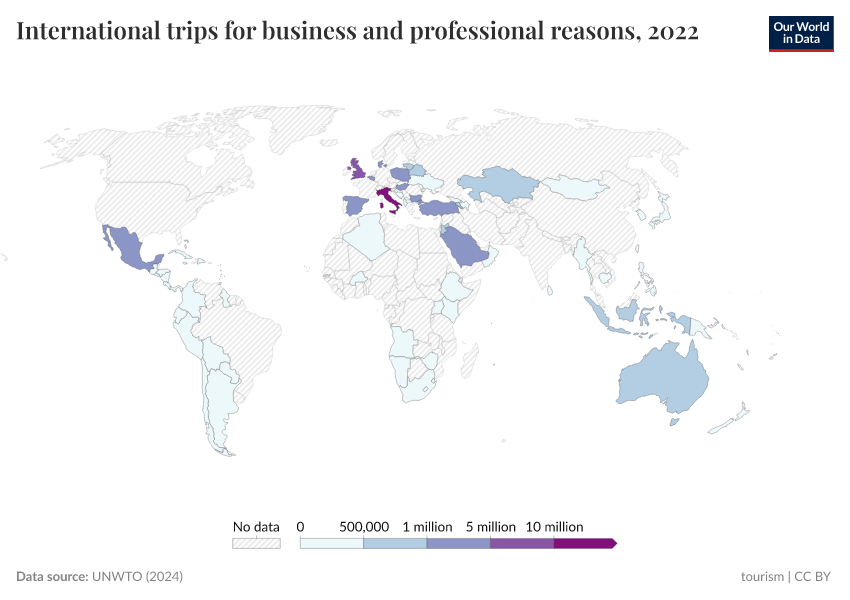 A thumbnail of the "International trips for business and professional reasons" chart