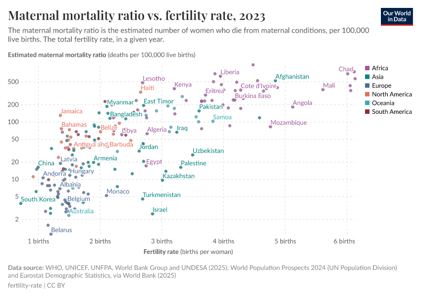 A thumbnail of the "Maternal mortality ratio vs. fertility rate" chart