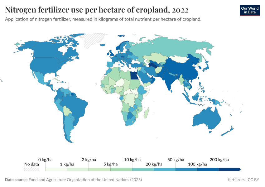 A thumbnail of the "Nitrogen fertilizer use per hectare of cropland" chart