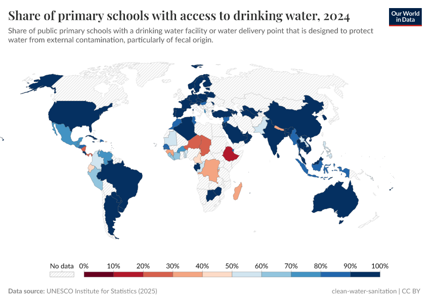 A thumbnail of the "Share of primary schools with access to drinking water" chart