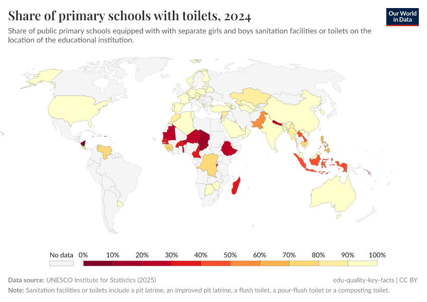 A thumbnail of the "Share of primary schools with toilets" chart