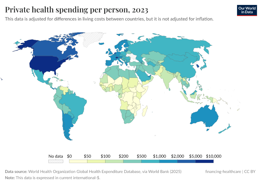 A thumbnail of the "Private health spending per person" chart