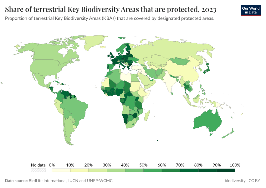 A thumbnail of the "Share of terrestrial Key Biodiversity Areas that are protected" chart