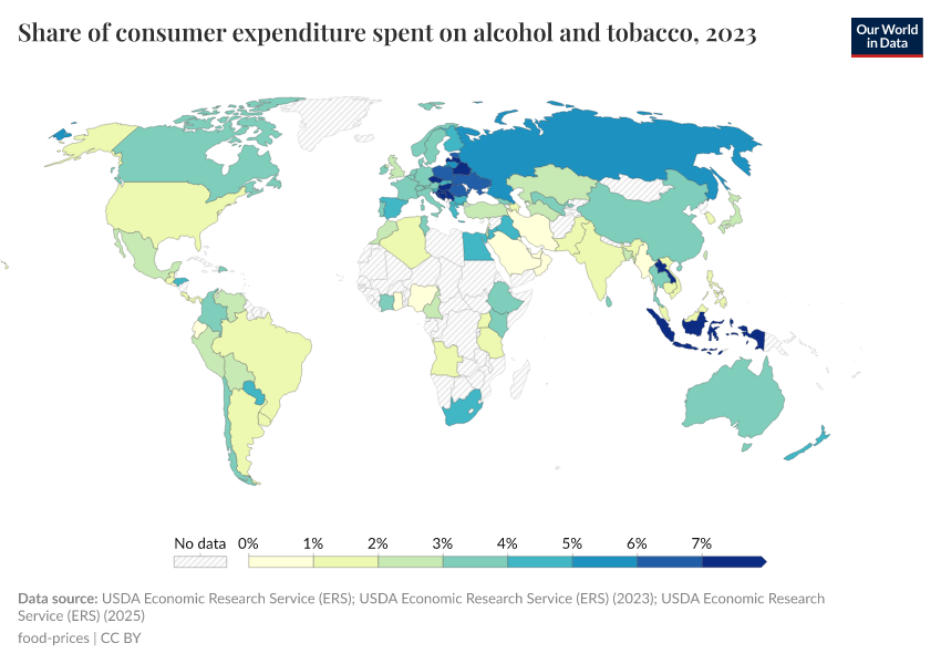 A thumbnail of the "Share of consumer expenditure spent on alcohol and tobacco" chart