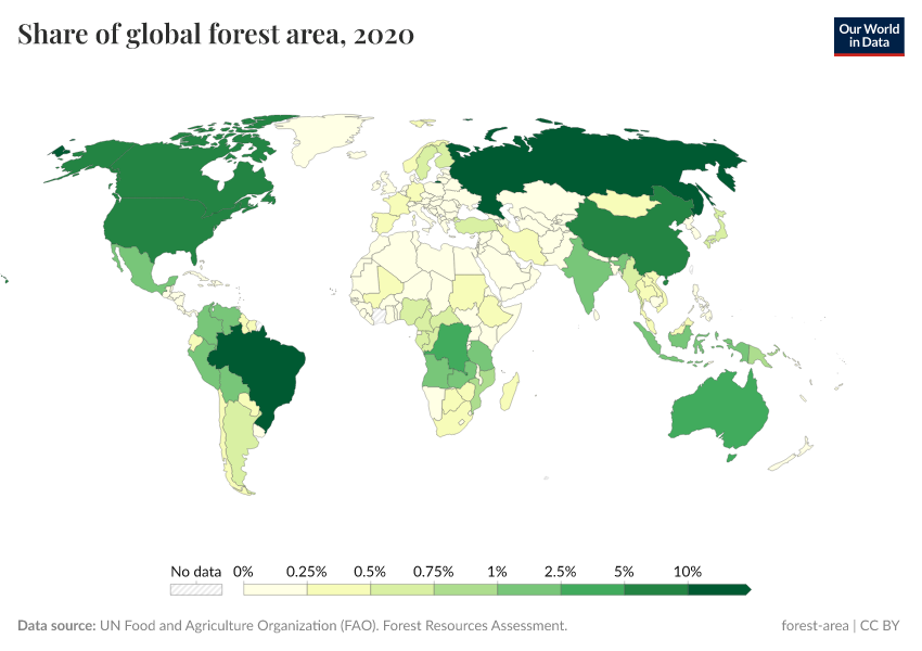 A thumbnail of the "Share of global forest area" chart