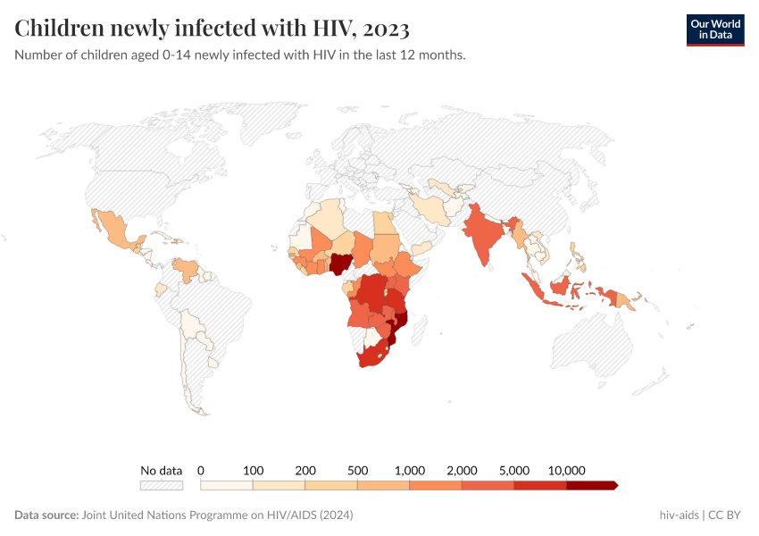 A thumbnail of the "Children newly infected with HIV" chart