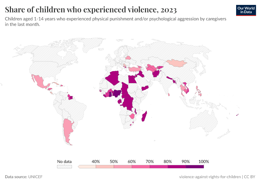 A thumbnail of the "Share of children who experienced violence" chart