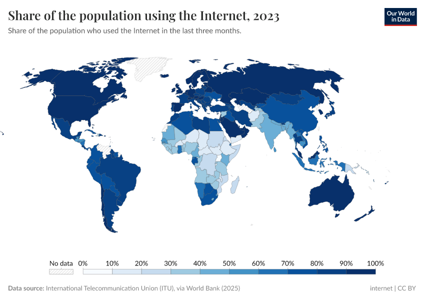 A thumbnail of the "Share of the population using the Internet" chart