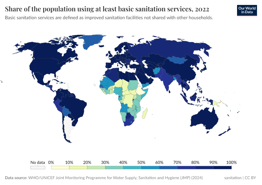 A thumbnail of the "Share of the population using at least basic sanitation services" chart
