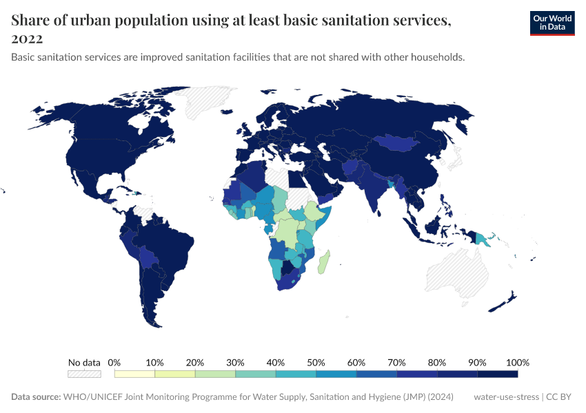 A thumbnail of the "Share of urban population using at least basic sanitation services" chart