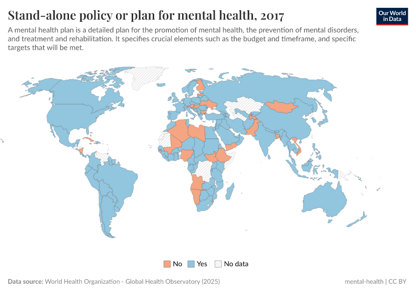 A thumbnail of the "Stand-alone policy or plan for mental health" chart