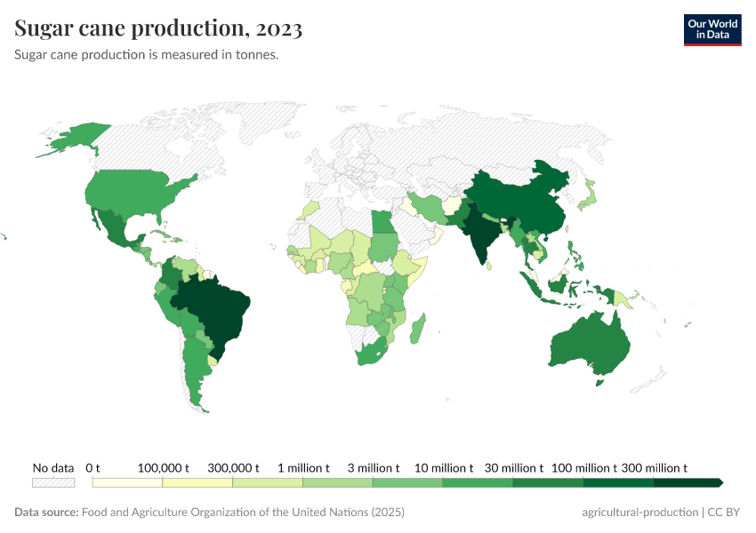 A thumbnail of the "Sugar cane production" chart