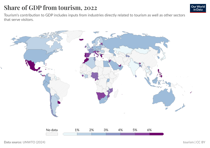 A thumbnail of the "Share of GDP from tourism" chart