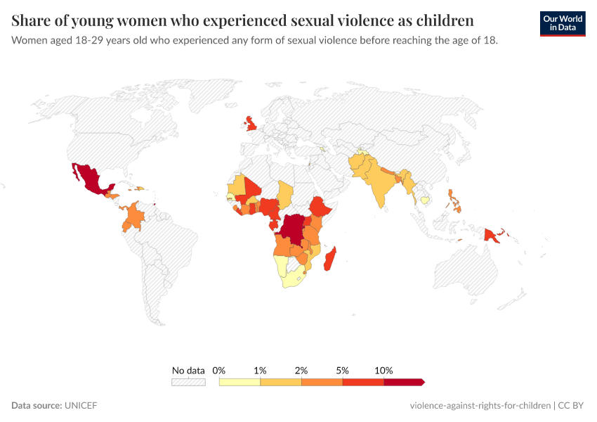 A thumbnail of the "Share of young women who experienced sexual violence as children" chart
